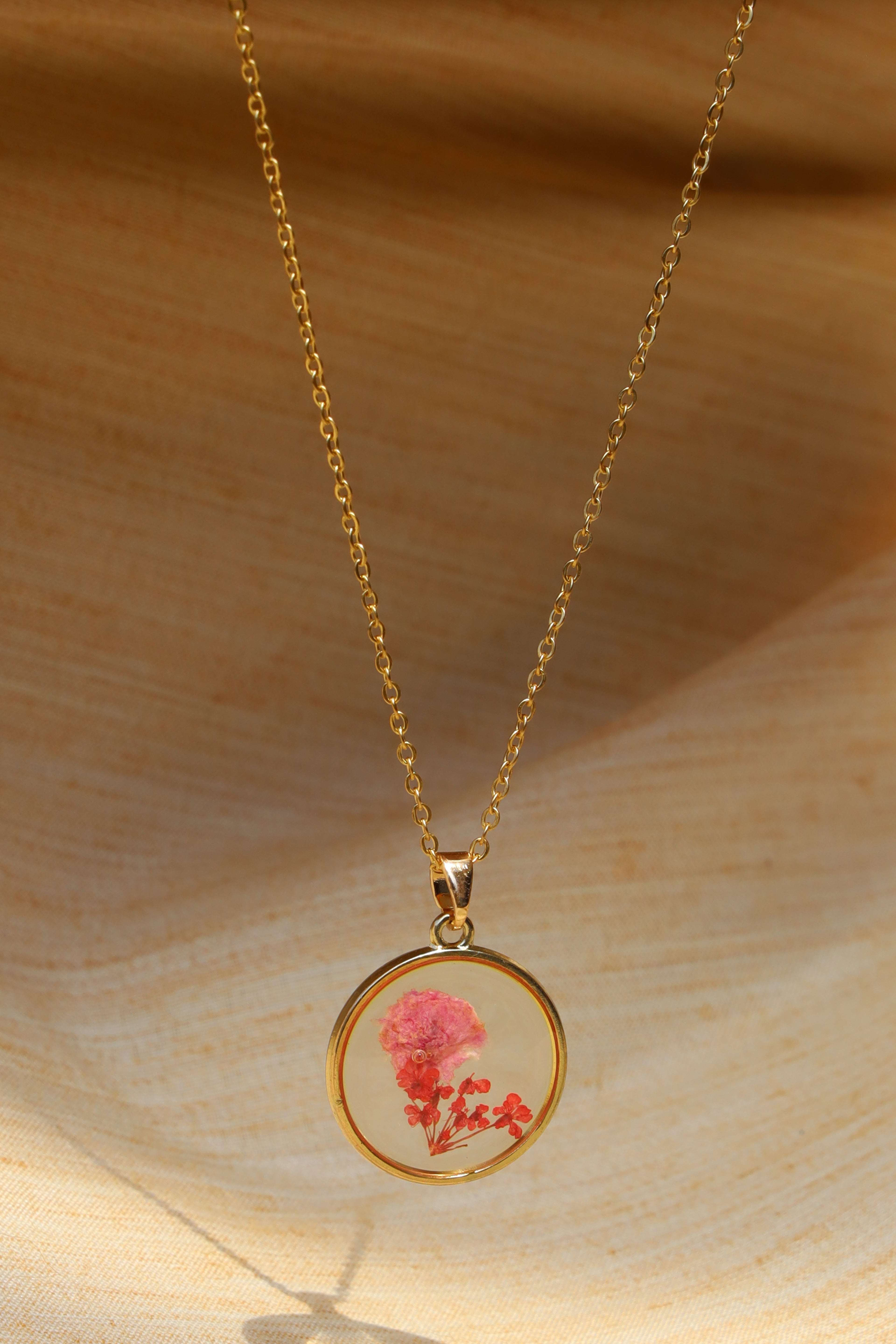 Resin Floral Medallion Necklace