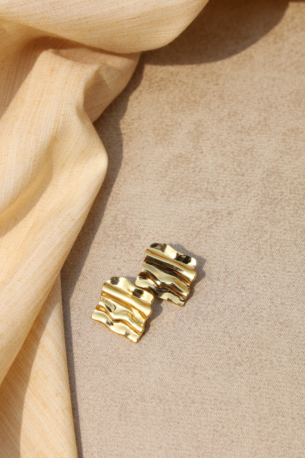 Crinkle Gold Studs