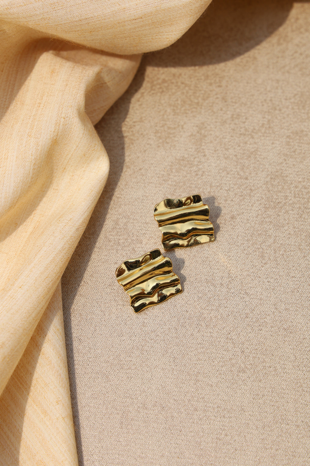 Crinkle Gold Studs