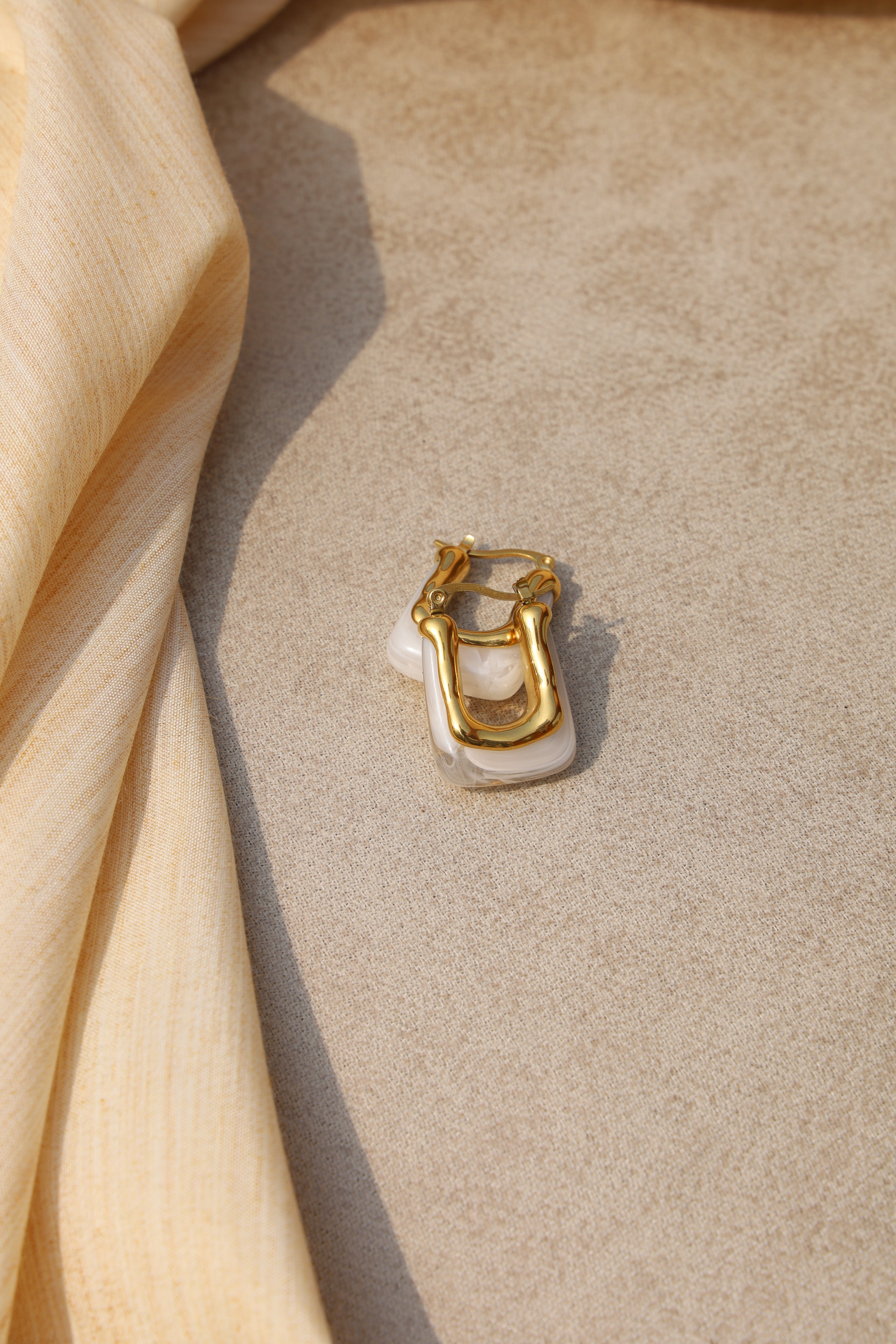 Square Ivory Hoops