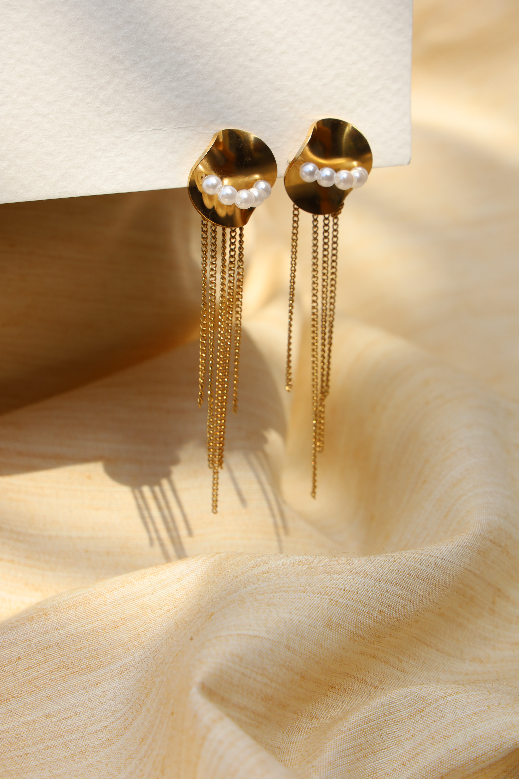 Golden Pearl Drop Earrings