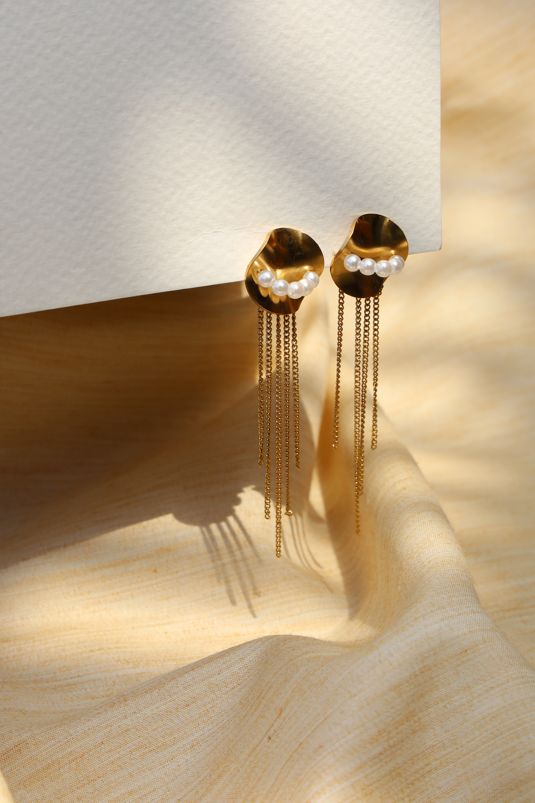 Golden Pearl Drop Earrings