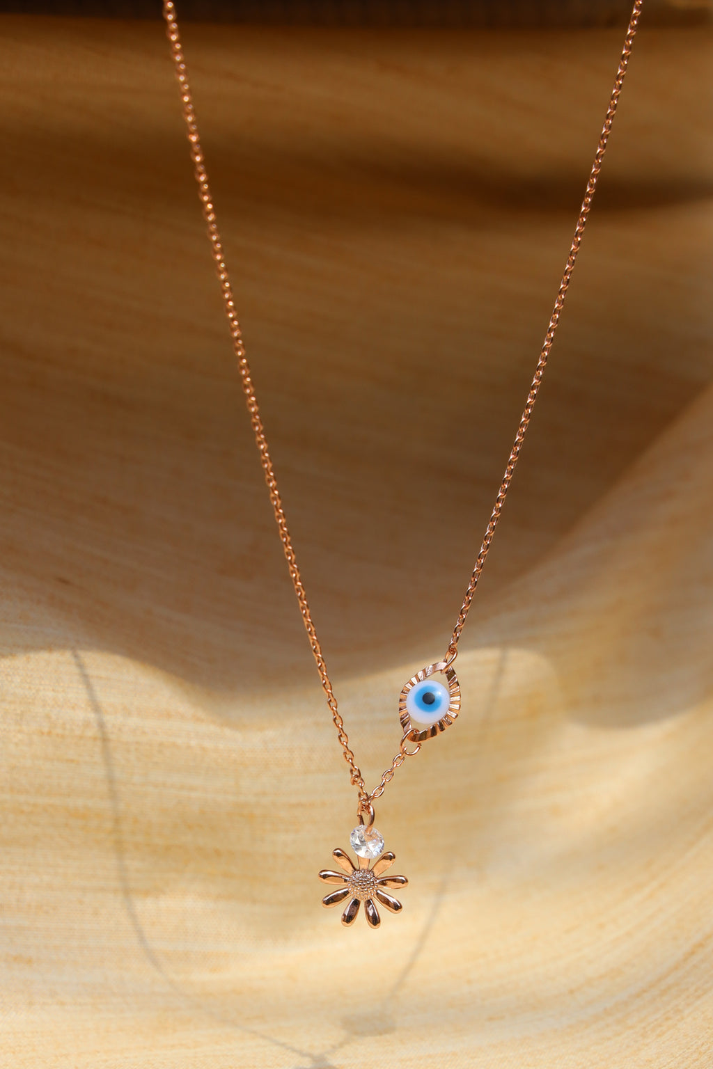 Evil Eye & Floral Charm Necklace