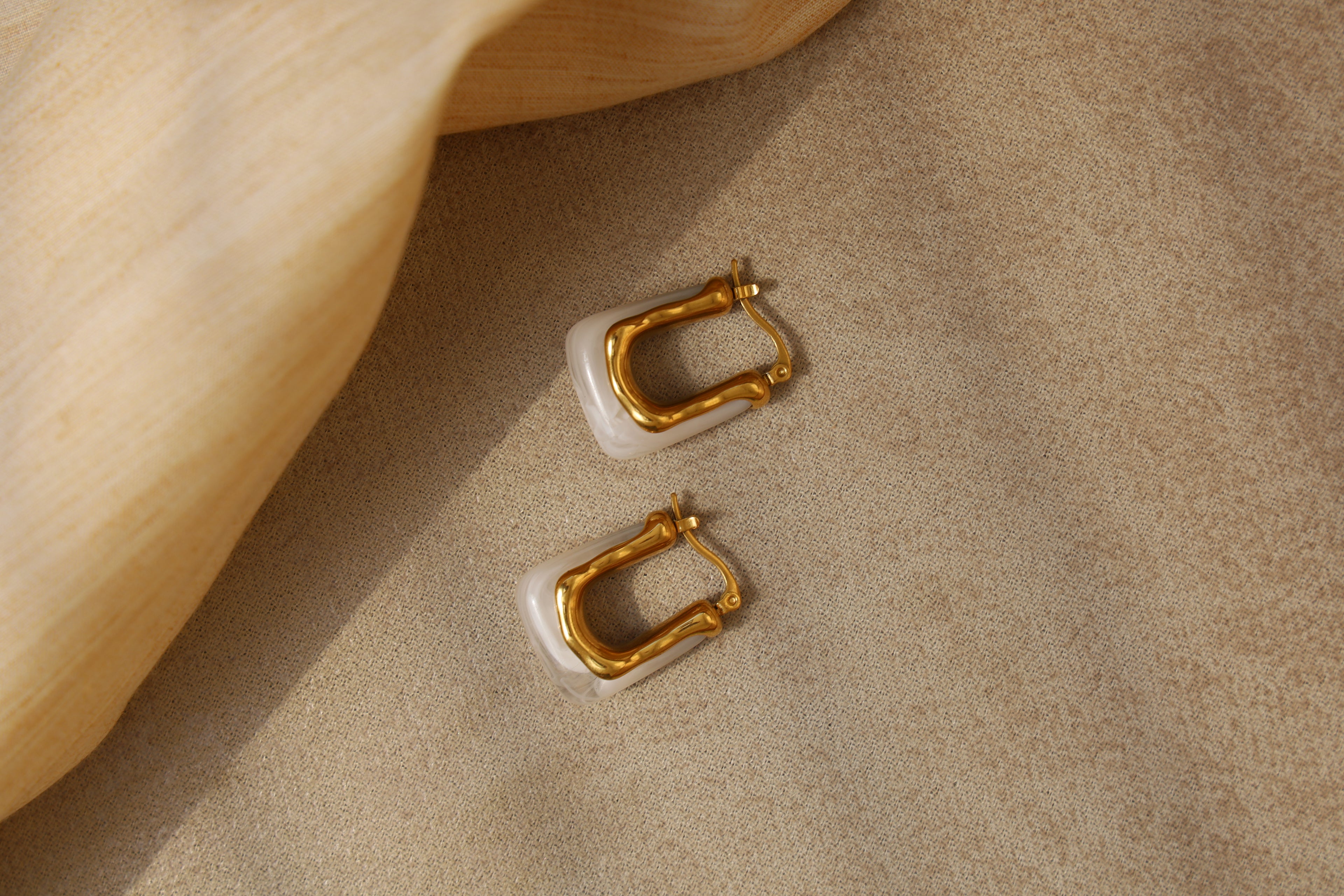 Square Ivory Hoops