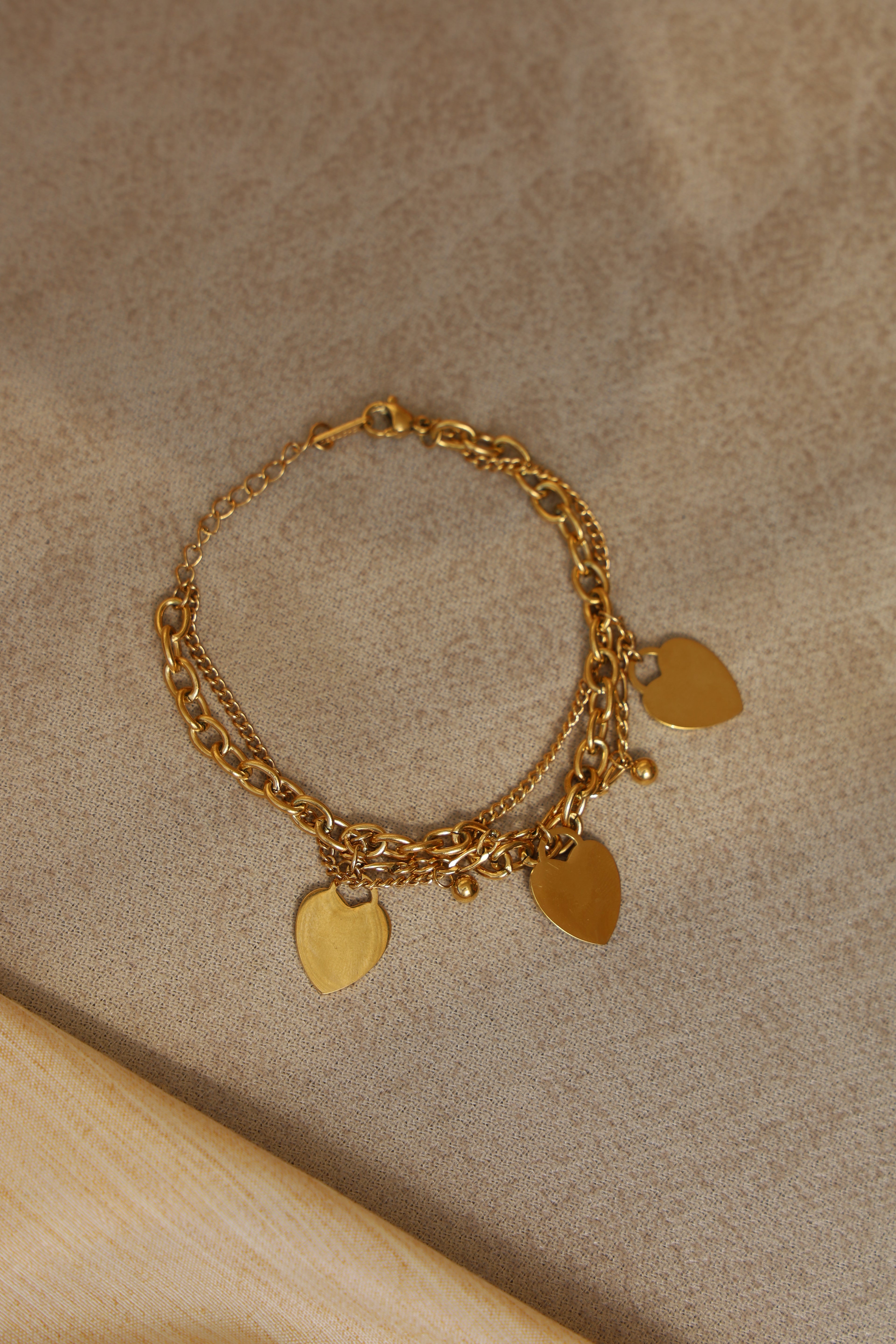 Golden Heart Charm Bracelet