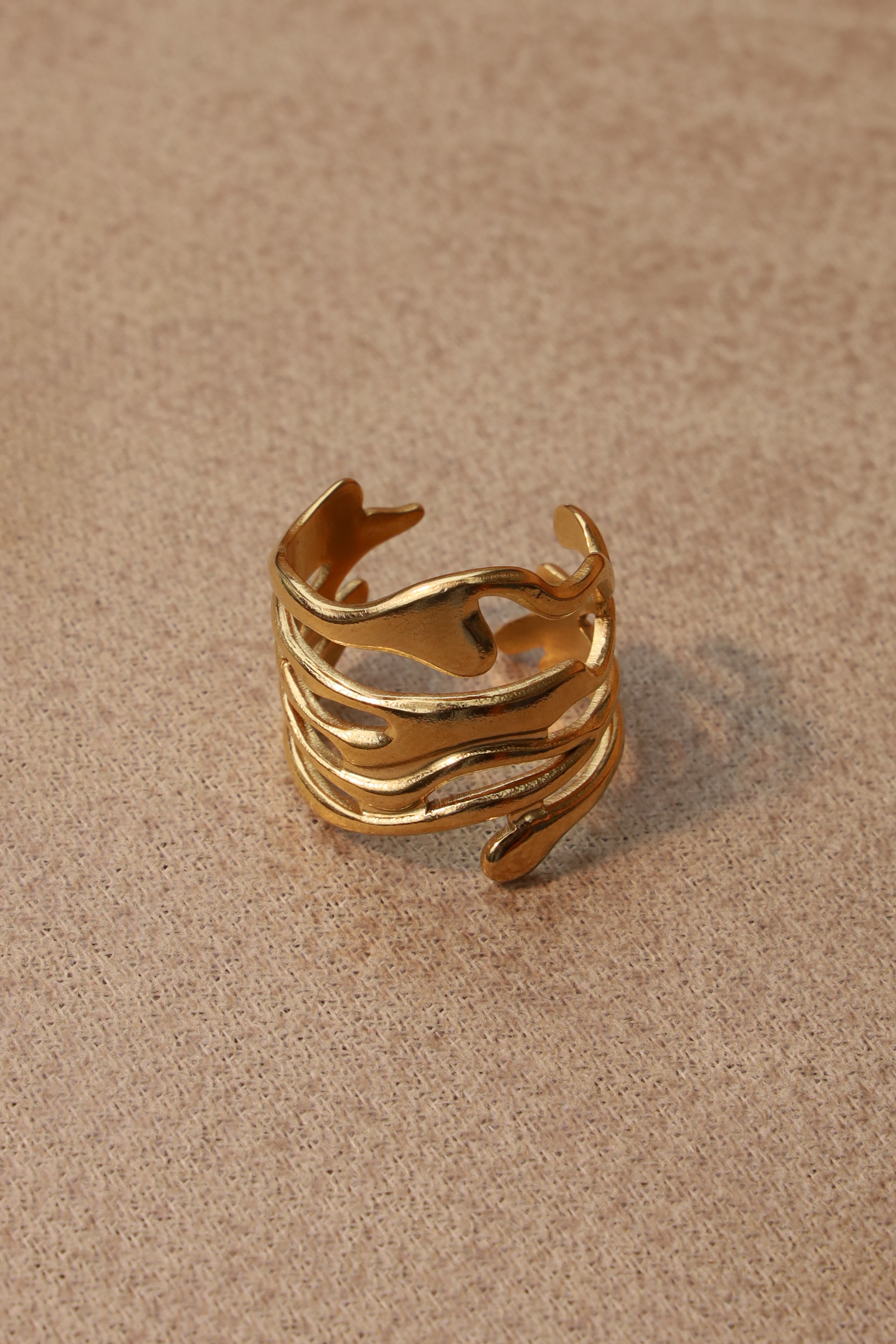 Gilded Flame Cuff Ring