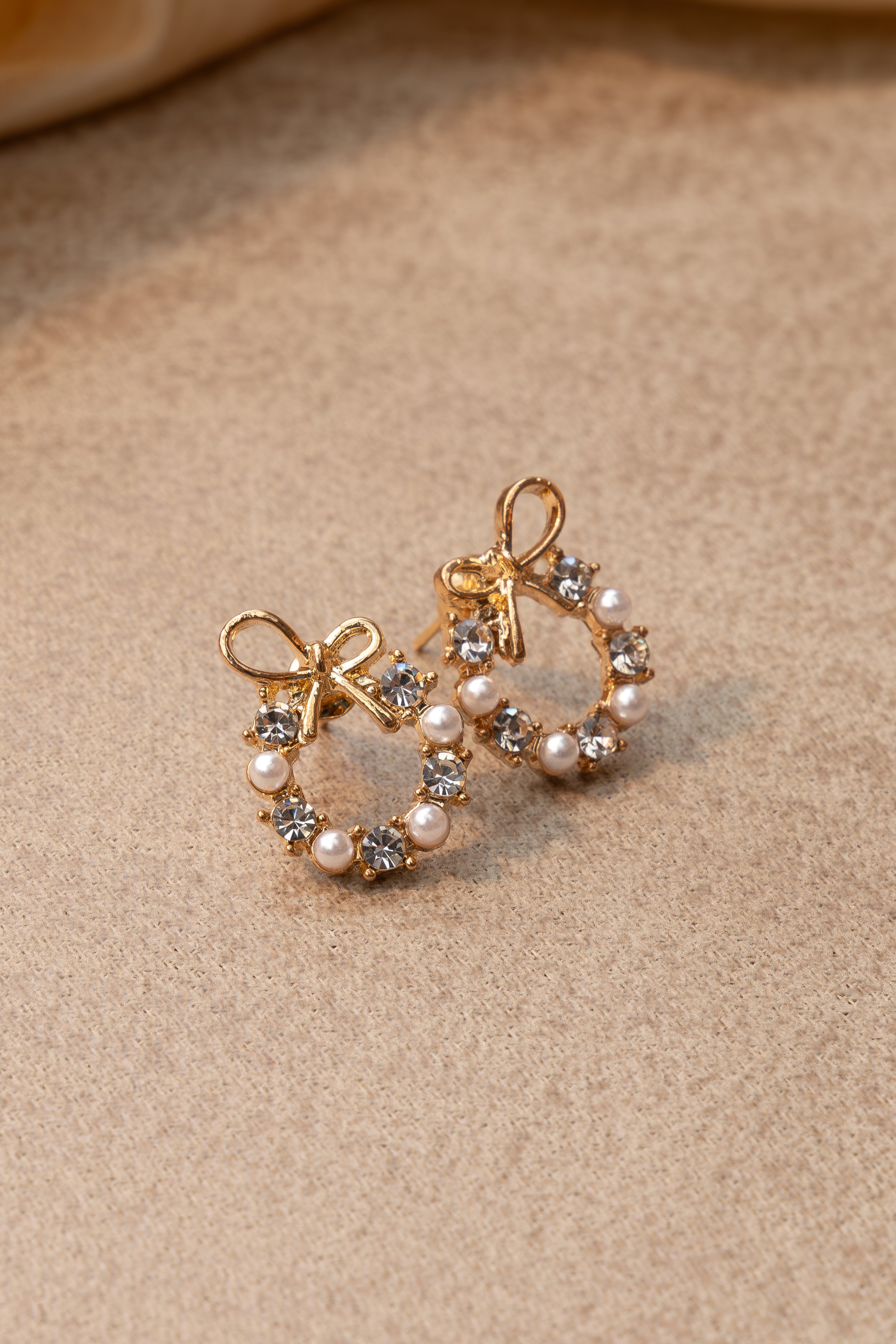 Gilded Cluster Bow Earrings